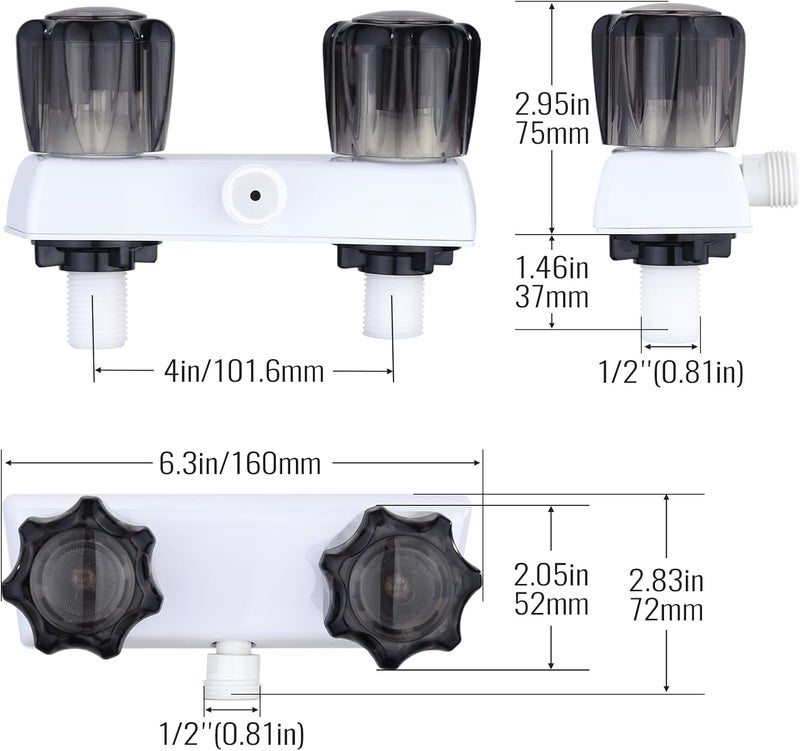 OasisFlow RV Shower Faucet, Camper Shower Faucet, RV Shower Replacement Valve Diverter, Bathroom Shower Mixing Valve Control for RV, Camper Van, Travel Trailer, Motorhome - Image 3